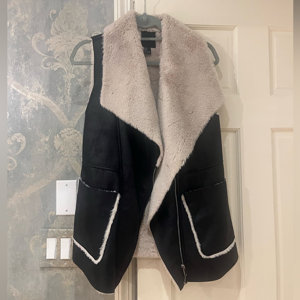 Faux, leather vest with soft liner